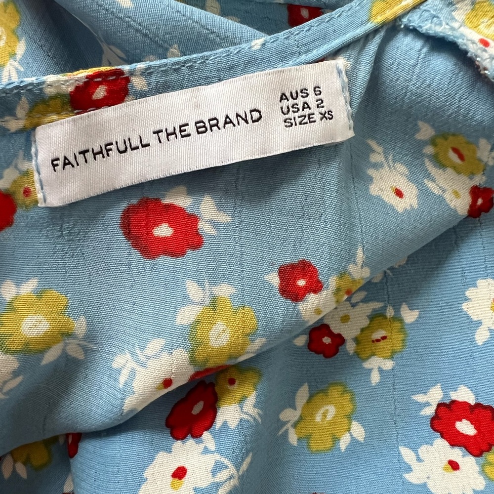 Faithfull The Brand Erin Midi Dress – Blue Ditsy Floral – Size 2 (XS) - Picture 4 of 8